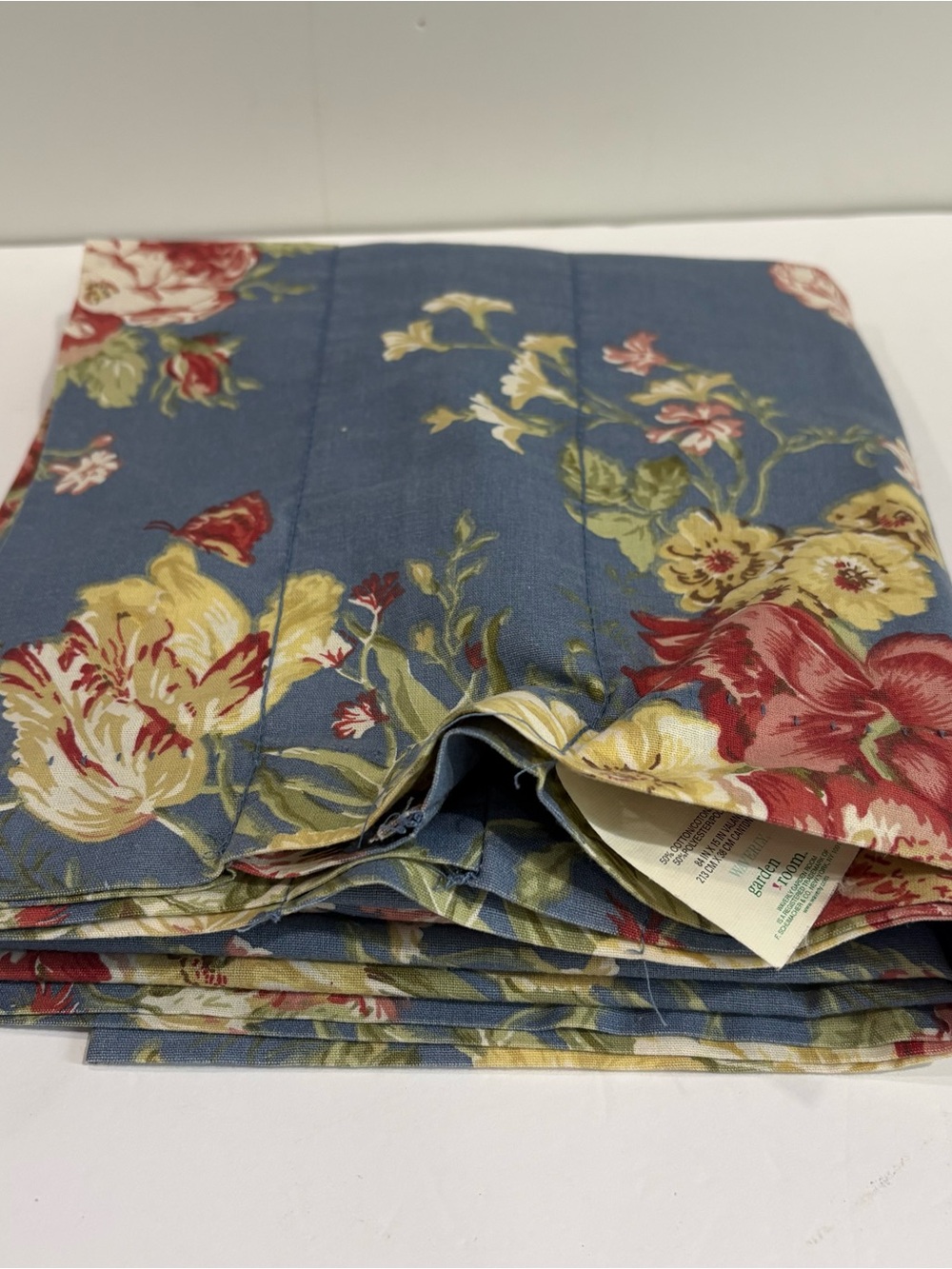 Waverly Garden Room Blue Floral Window Valance 84x 15” Valance Cottagecore